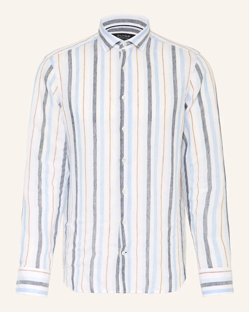 Olymp Leinenhemd Casual tailored fit Hellblau