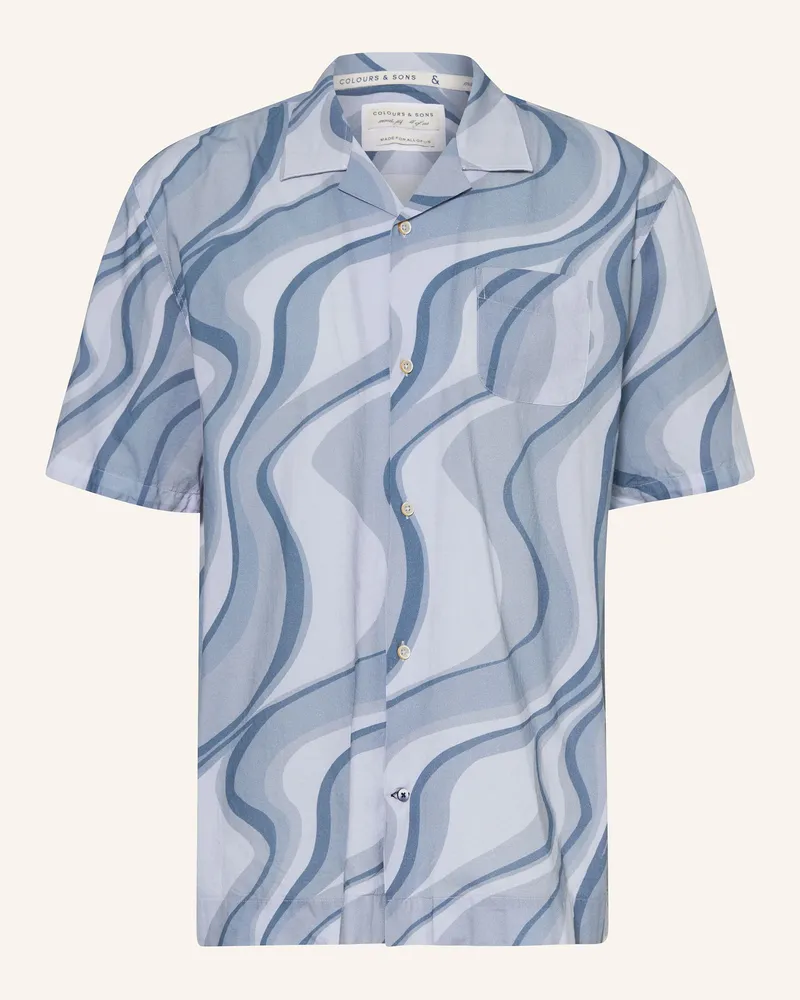 colours & sons Resorthemd Regular Fit Blaugrau