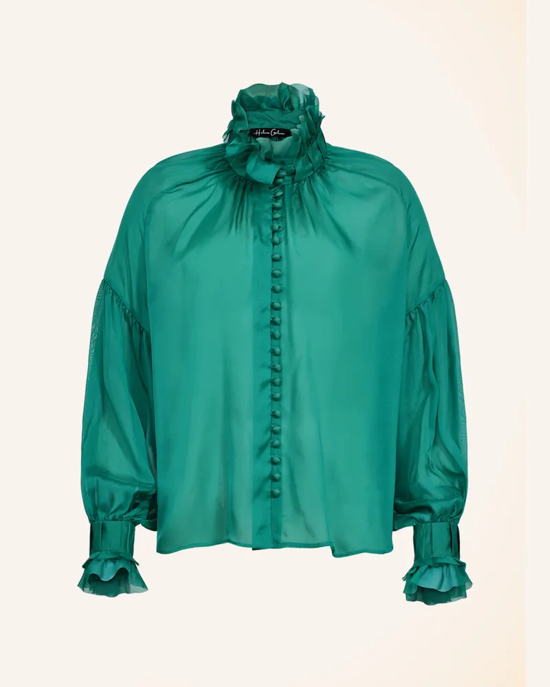 Helene Galwas Langarm Bluse Aus Chiffonseide Babett gruen Grün