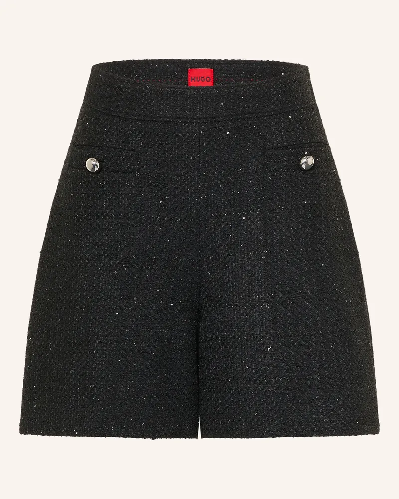 HUGO BOSS Bouclé-Shorts Haberi Mit Pailletten Und Glitzergarn schwarz Schwarz