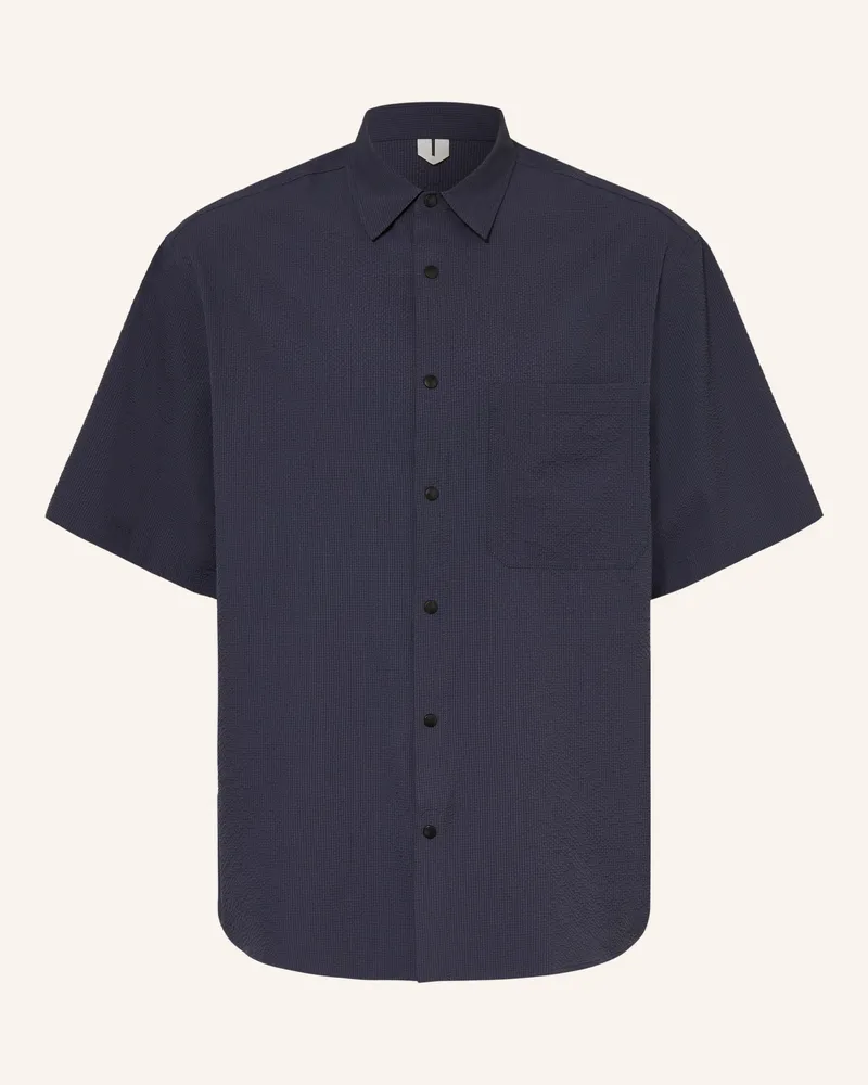 Arket Kurzarmhemd Svenjoran Comfort Fit blau Dunkelblau