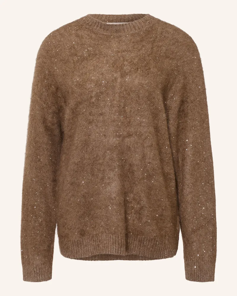 Puschoen Pullover Amdo Mit Pailletten Und Glitzergarn braun Braun