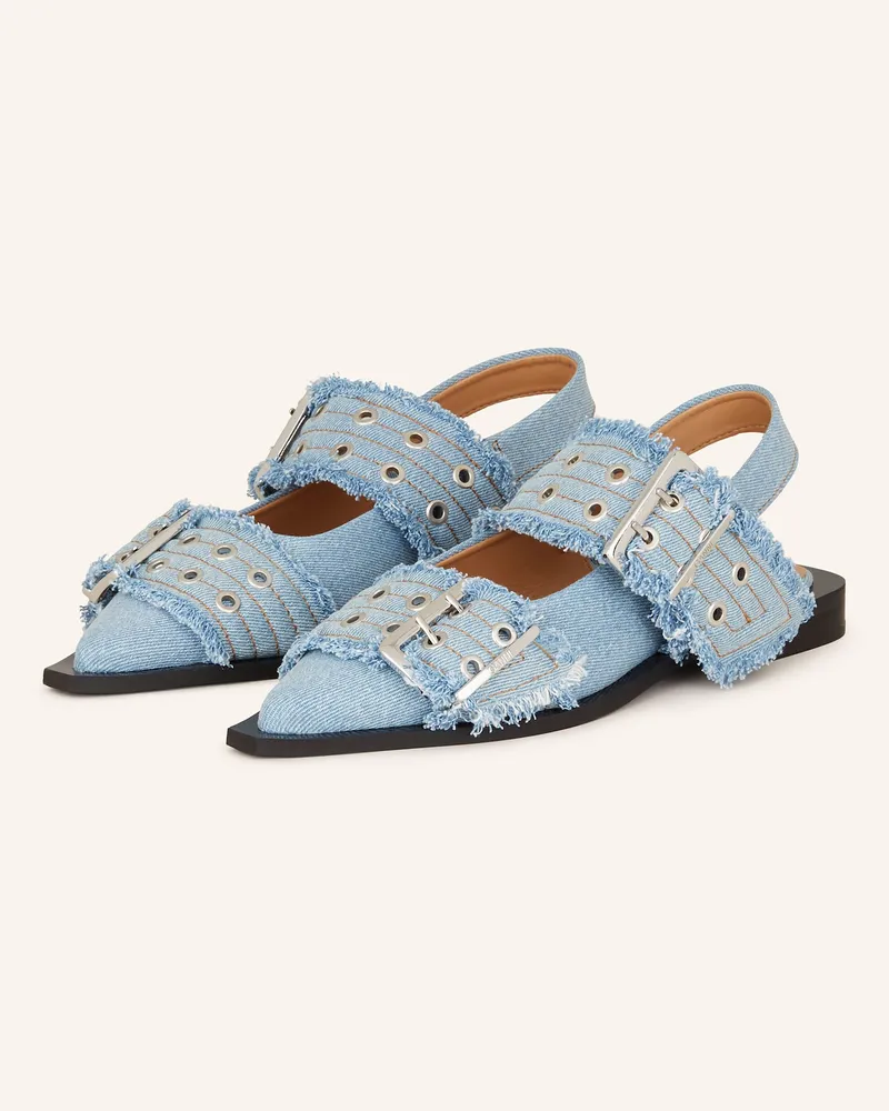 Ganni Slingballerinas Hellblau
