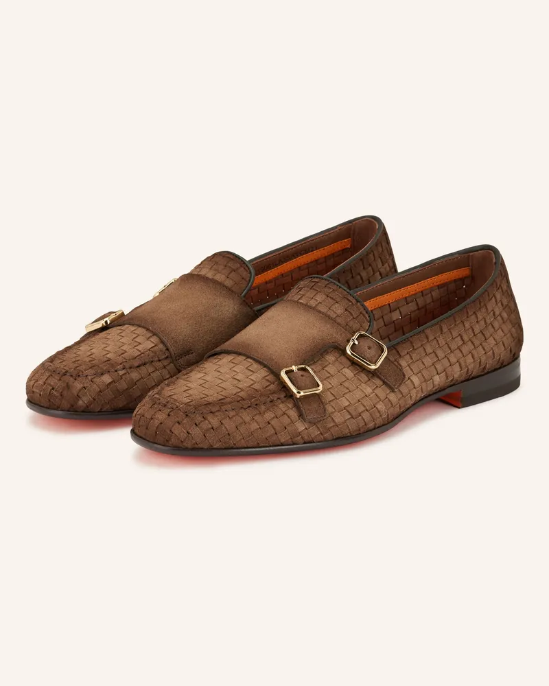 Santoni Double-Monks Scacco braun Braun
