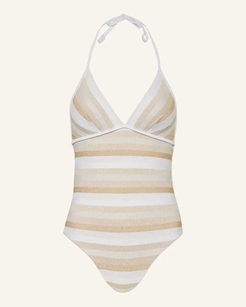 Max Mara Neckholder-Badeanzug Carina Mit Glitzergarn weiss Weiss