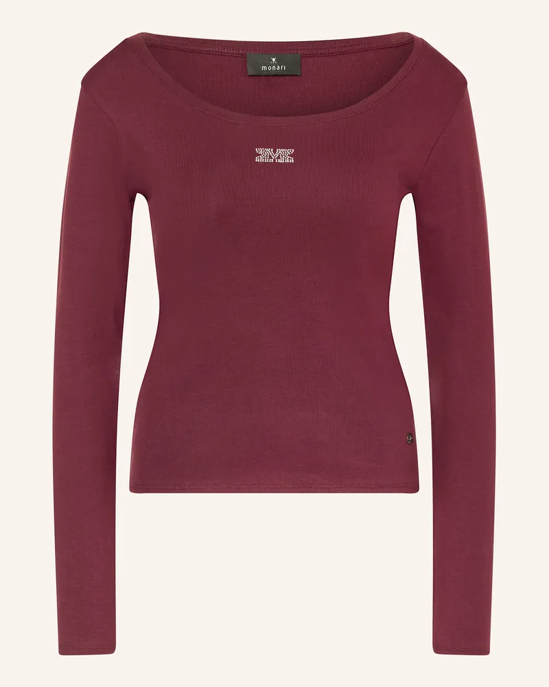 monari Longsleeve mit Schmucksteinen Dunkelrot