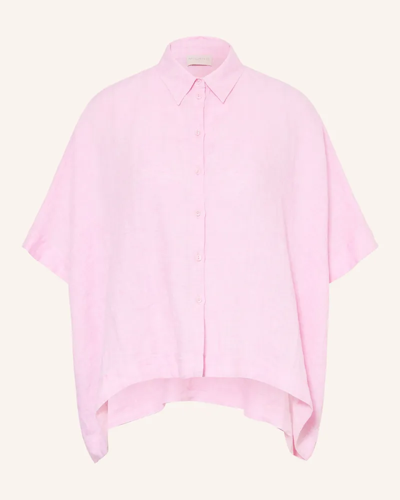 Milano Italy Oversized-Hemdbluse Aus Leinen rosa Rosa