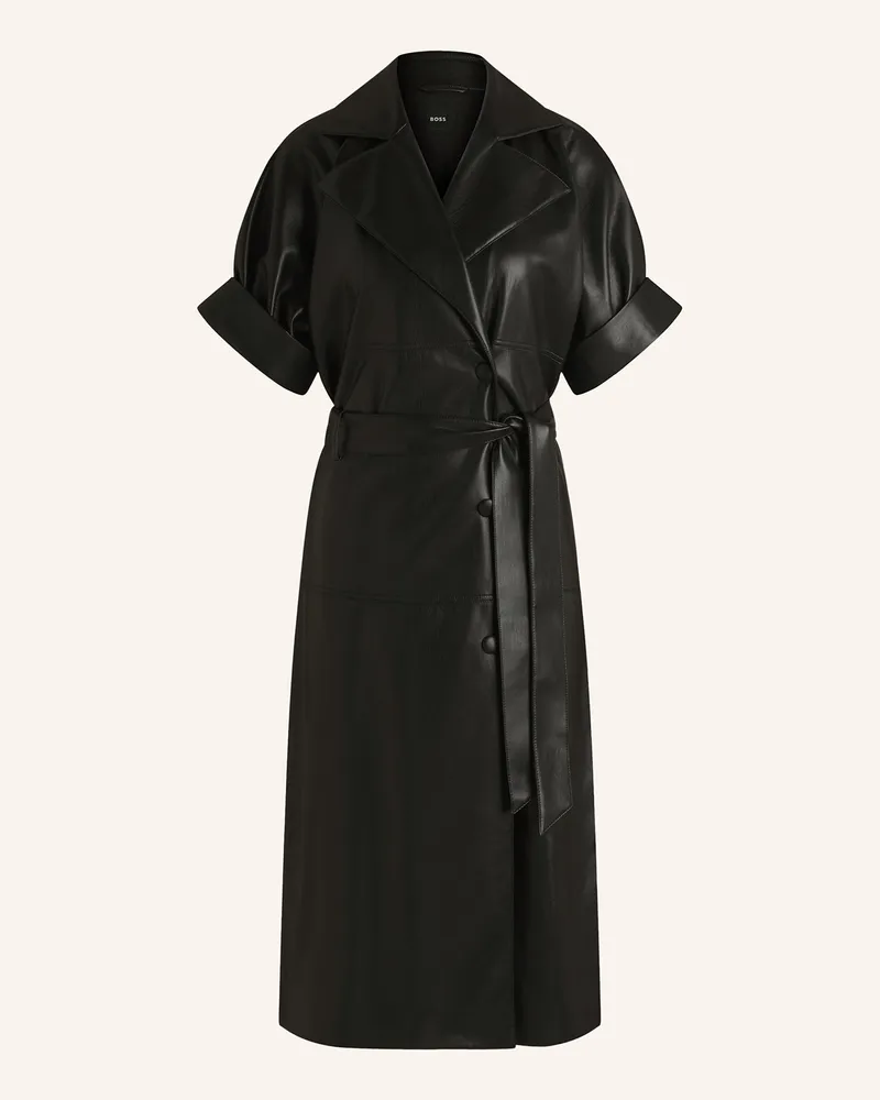HUGO BOSS Kleid DIMIRA in Lederoptik Schwarz