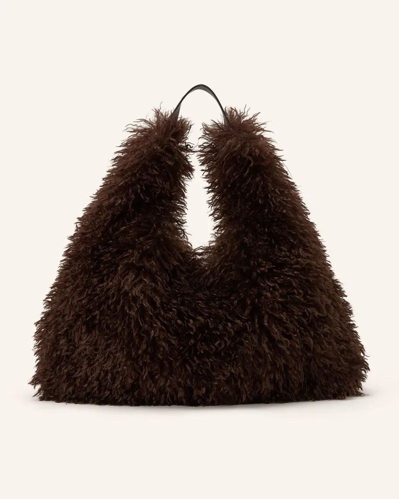 RINO & PELLE Kunstfell-Schultertasche Gusta braun Dunkelbraun