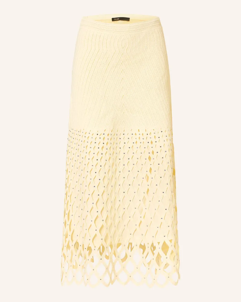 Maje Häkelrock Mit Schmucksteinen gelb Ecru
