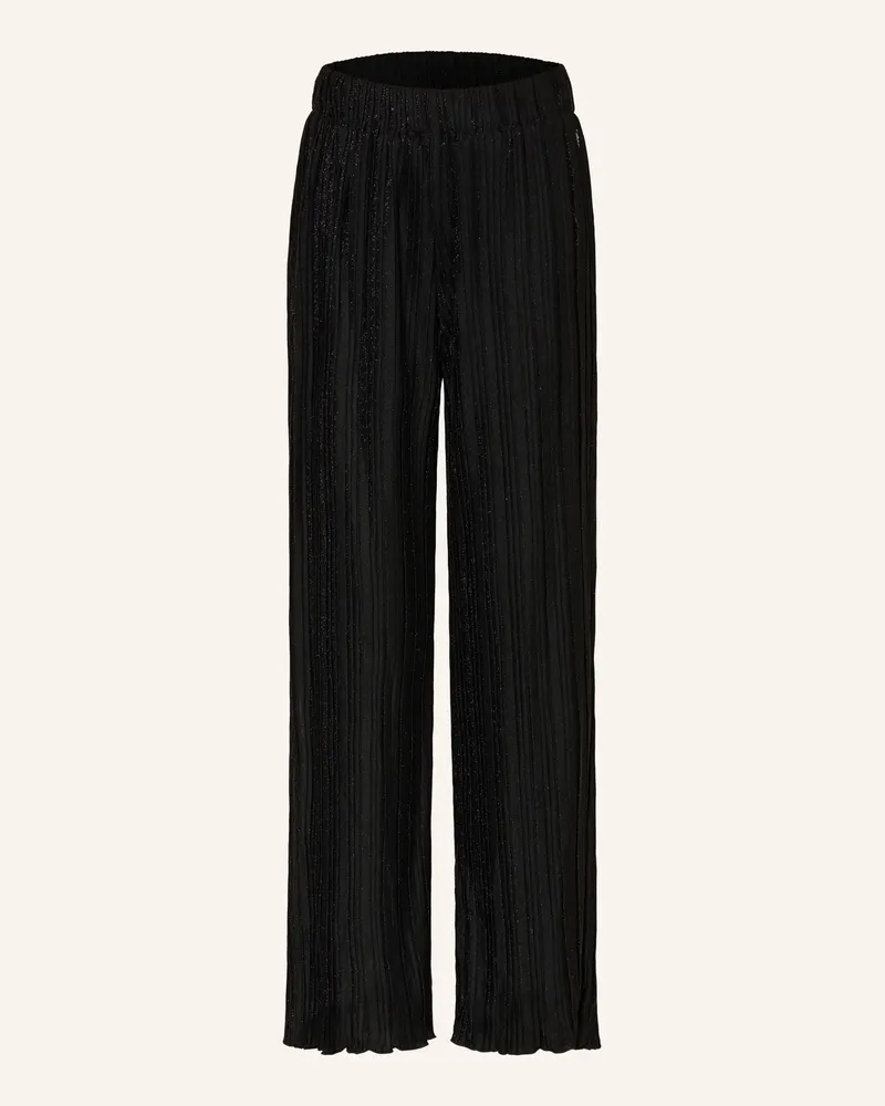 Guess Marlenehose Mit Plissees Und Glitzergarn schwarz Schwarz