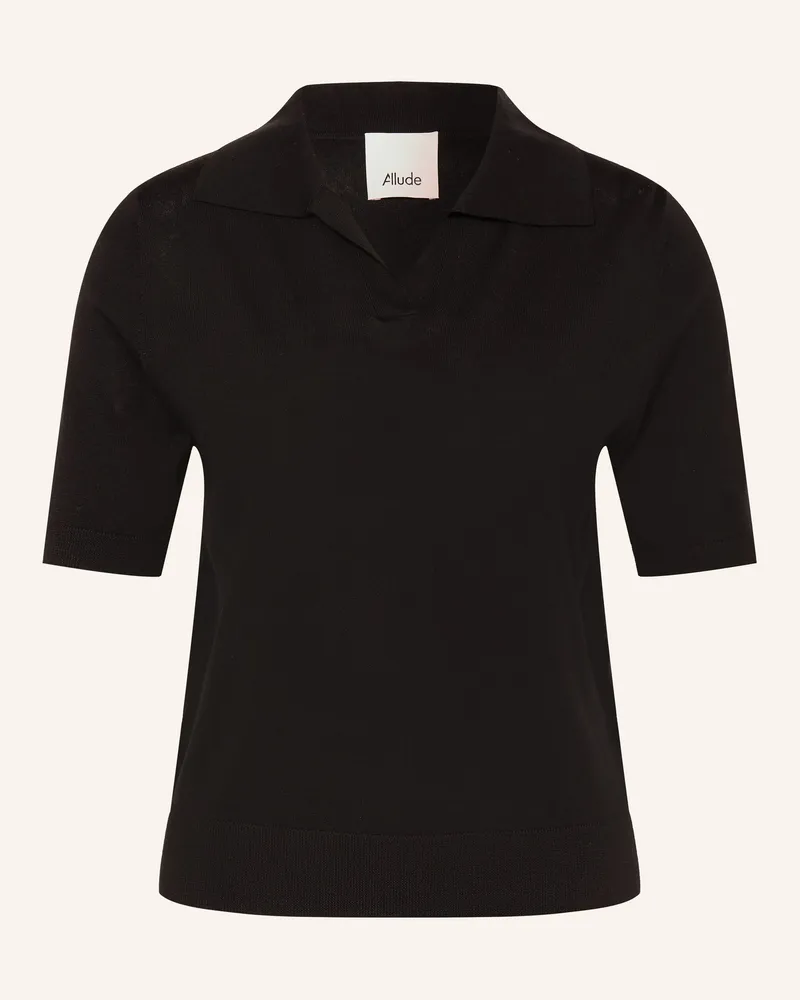 ALLUDE Strick-Poloshirt schwarz Schwarz