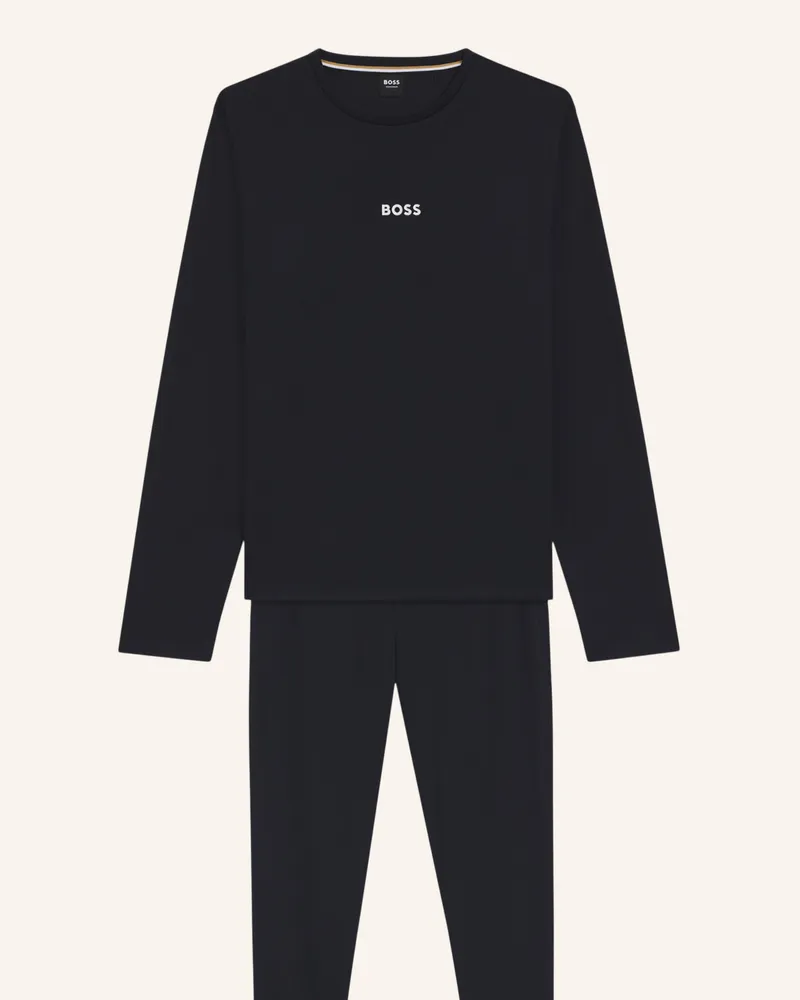 HUGO BOSS Pyjama-Set XMAS LONG SET Regular Fit Dunkelblau