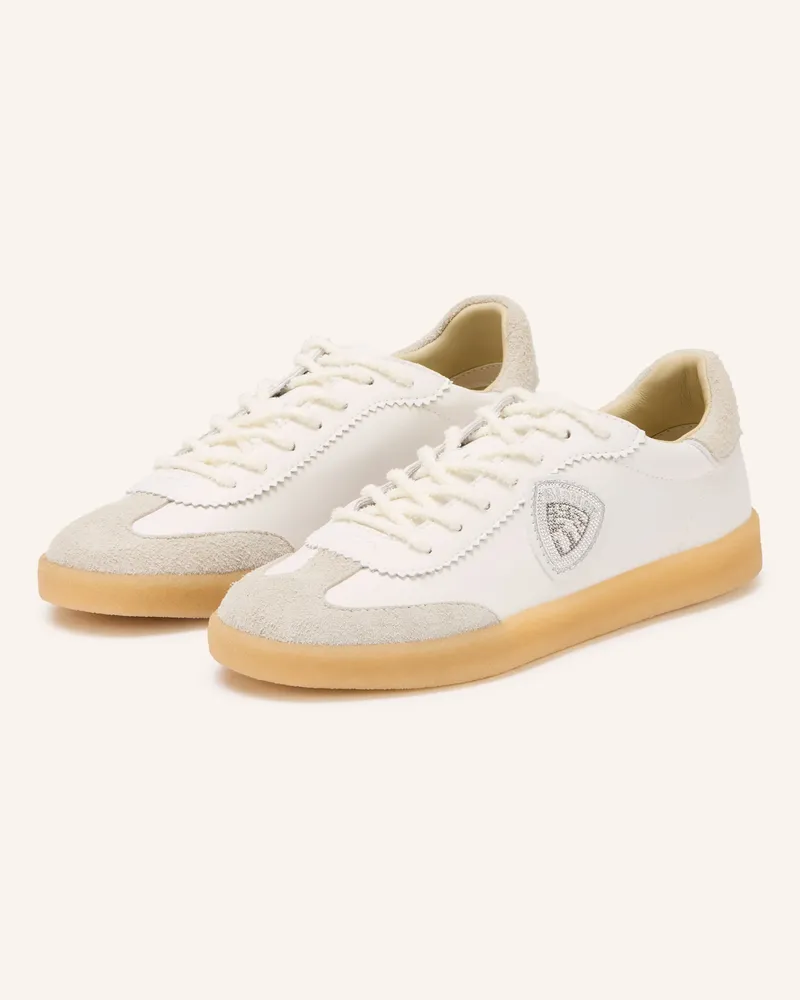 Blauer Sneaker AURORA mit Schmucksteinen Weiss