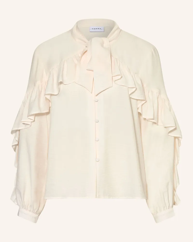 COMMA Schluppenbluse Mit Rüschen weiss Creme
