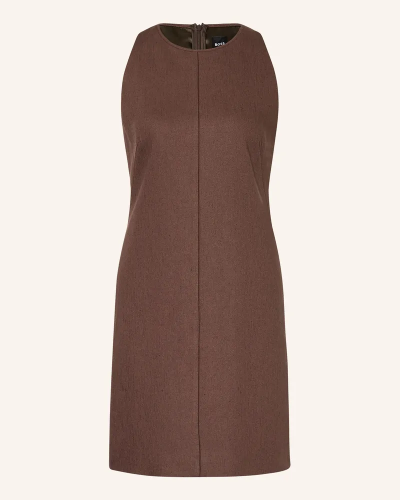 HUGO BOSS Etuikleid Dinderal Mit Leinen braun Dunkelbraun
