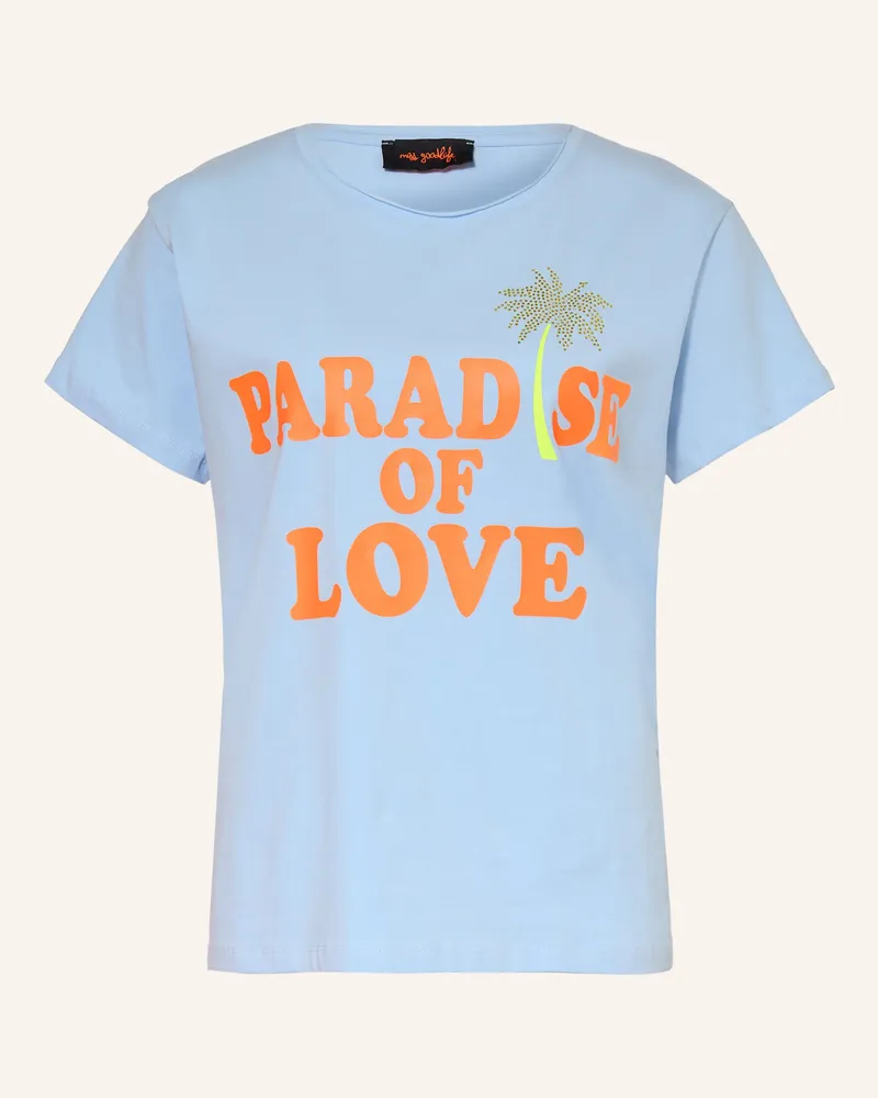 Miss Goodlife T-Shirt mit Schmucksteinen Hellblau