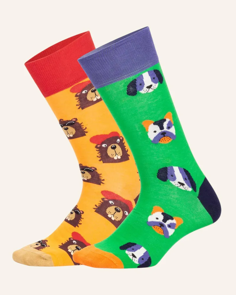 DillySocks Socken Dog Vs Biever gruen Gelb