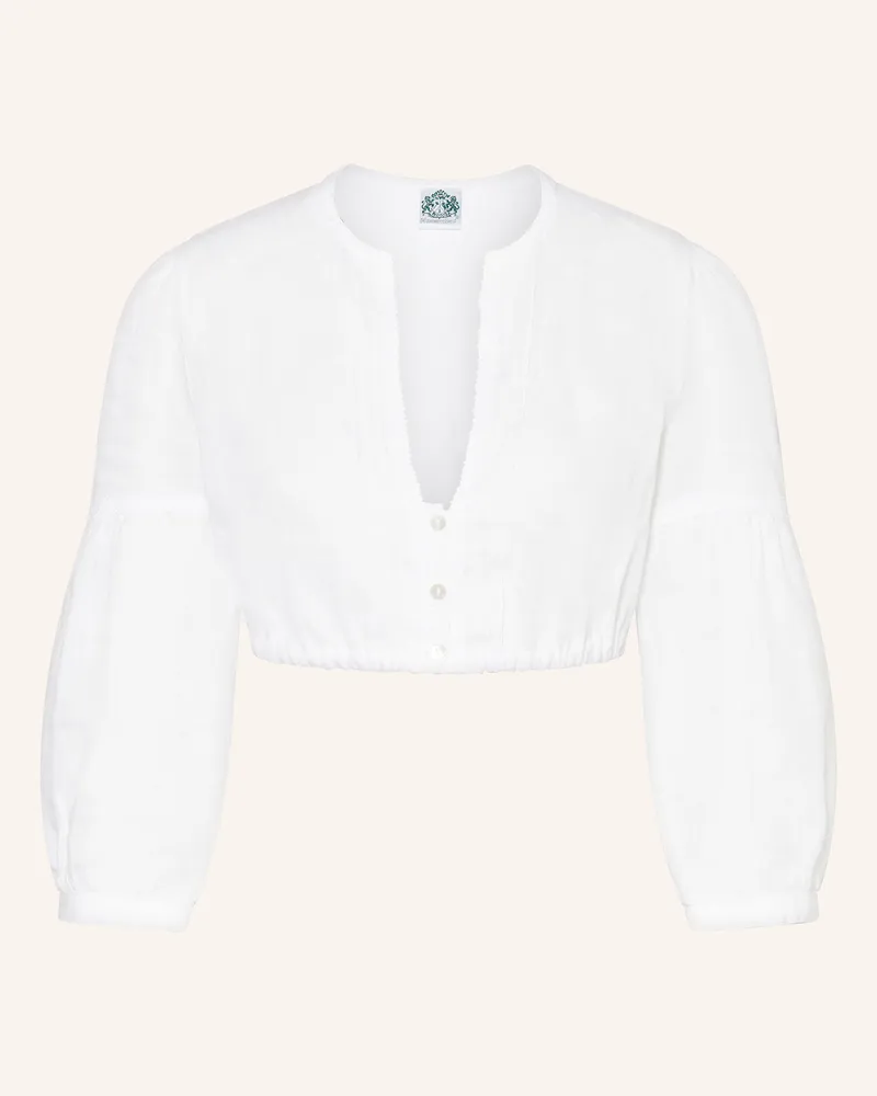 Hammerschmid Dirndlbluse BURGI im Materialmix mit 3/4-Arm Weiss