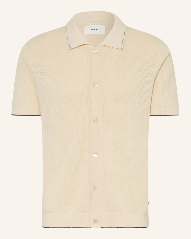 NN 07 Strickhemd Nalo Regular Fit weiss Ecru