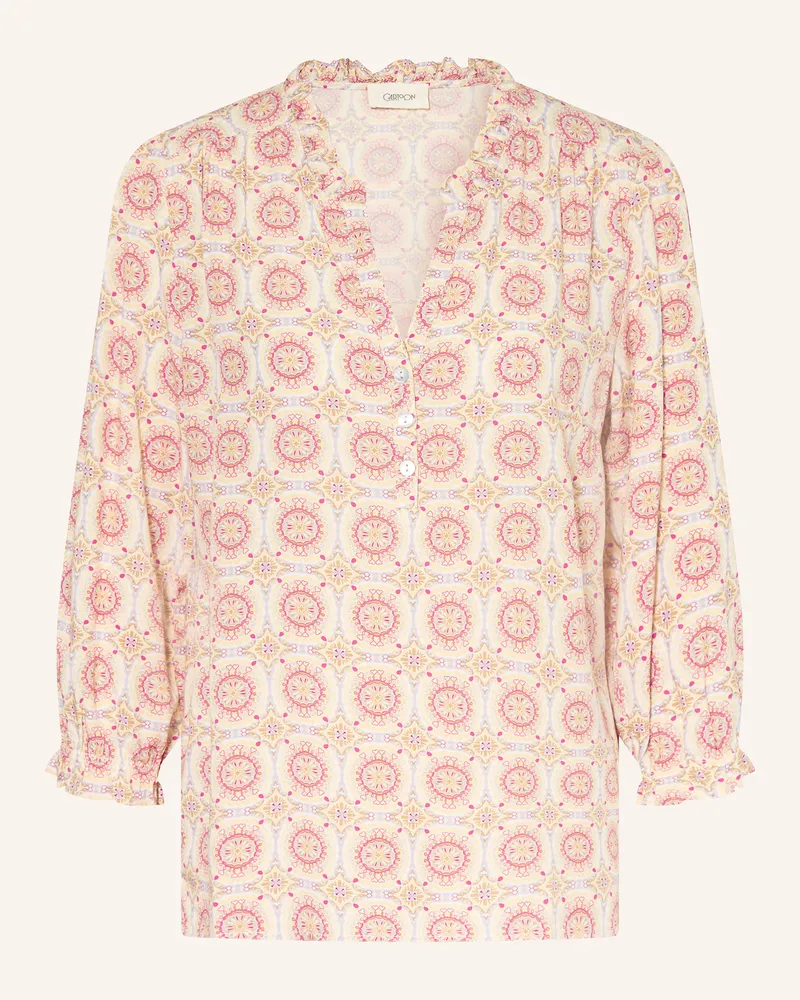 Cartoon Blusenshirt mit 3/4-Arm und Rüschen Creme