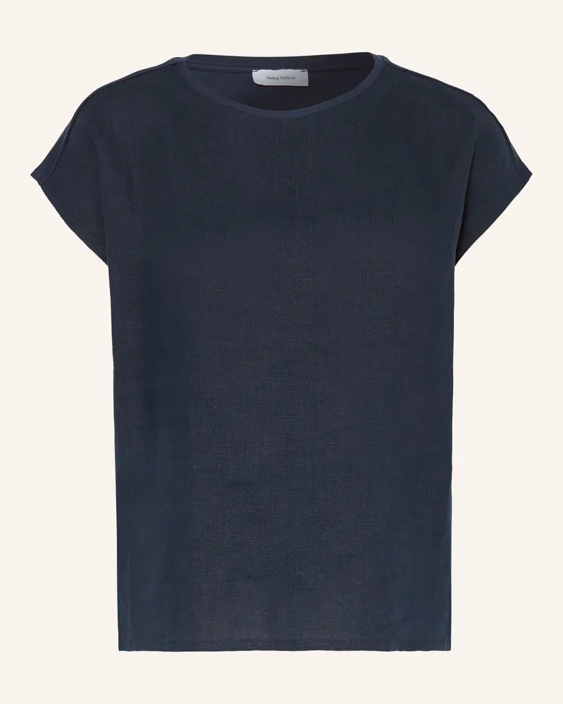 Darling Harbour T-Shirt Im Materialmix Mit Leinen blau Navy