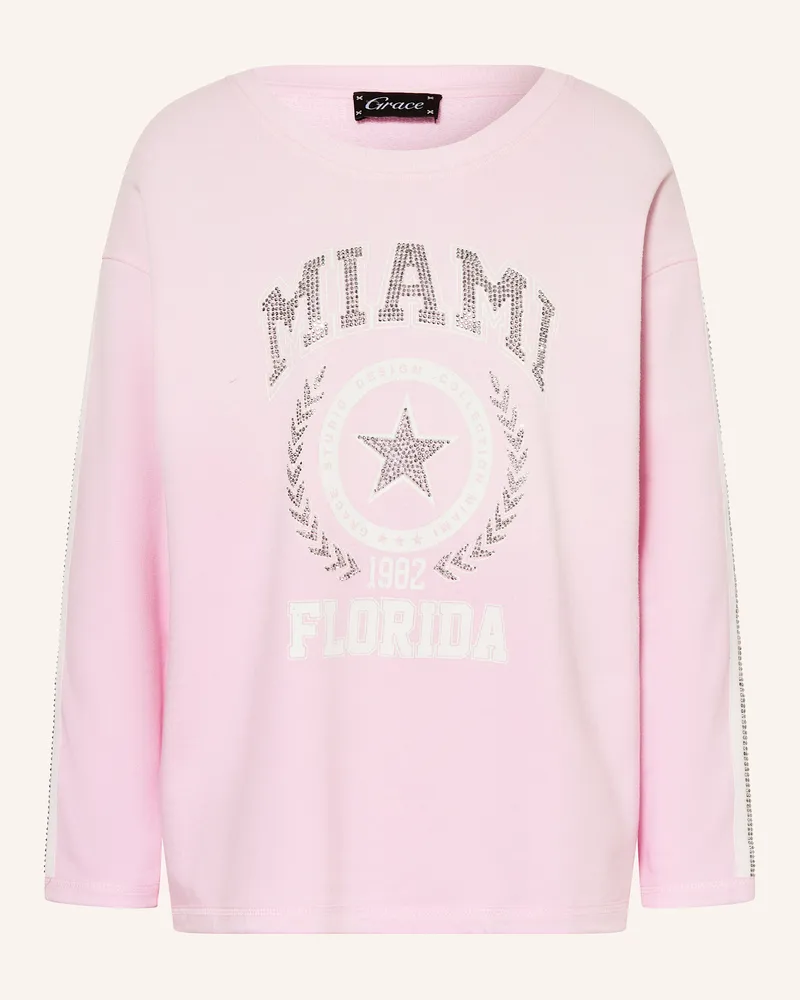 Grace Sweatshirt mit Schmucksteinen Rosa