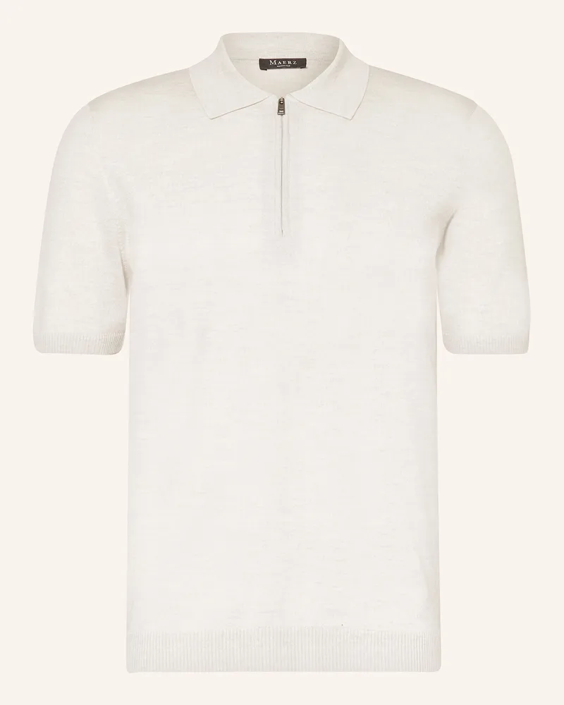Maerz Strick-Poloshirt aus Merinowolle Hellgrau
