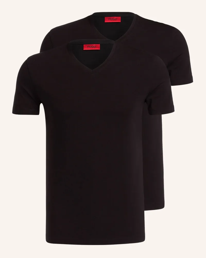 HUGO BOSS 2er-Pack V-Shirts schwarz Schwarz