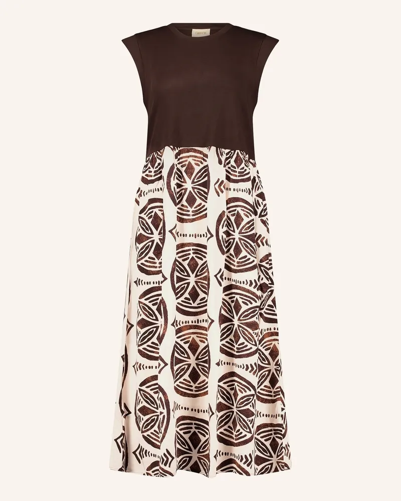 Cartoon Kleid Im Materialmix braun Dunkelbraun