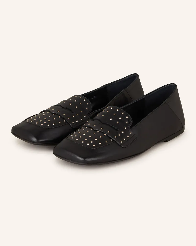 Attilio Giusti Leombruni Penny-Loafer CERAMIC STUDS Schwarz