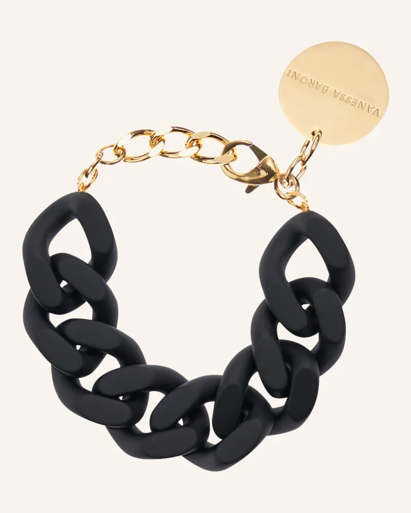 Vanessa Baroni Armband Flat Chain schwarz Schwarz