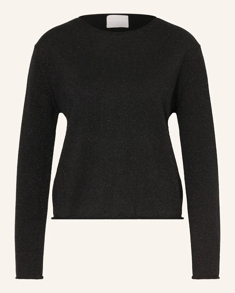 hemisphere Cashmere-Pullover mit Glitzergarn Schwarz