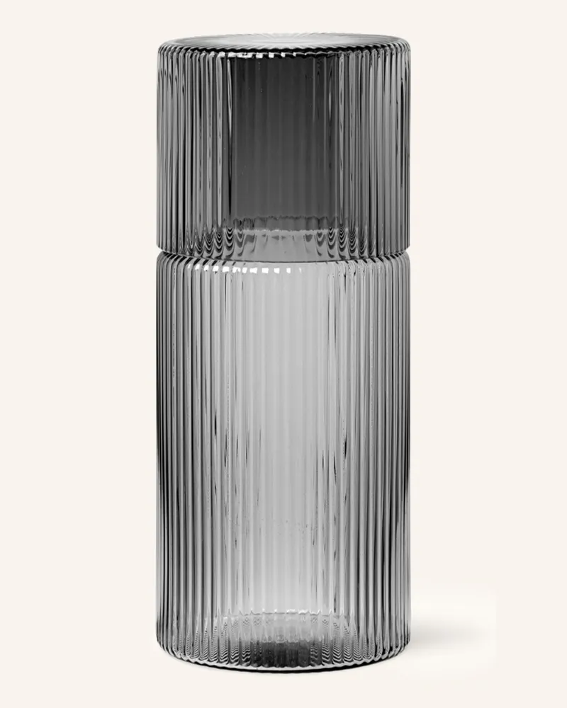 ferm LIVING Set RIPPLE SMALL: Karaffe und Glas Grau