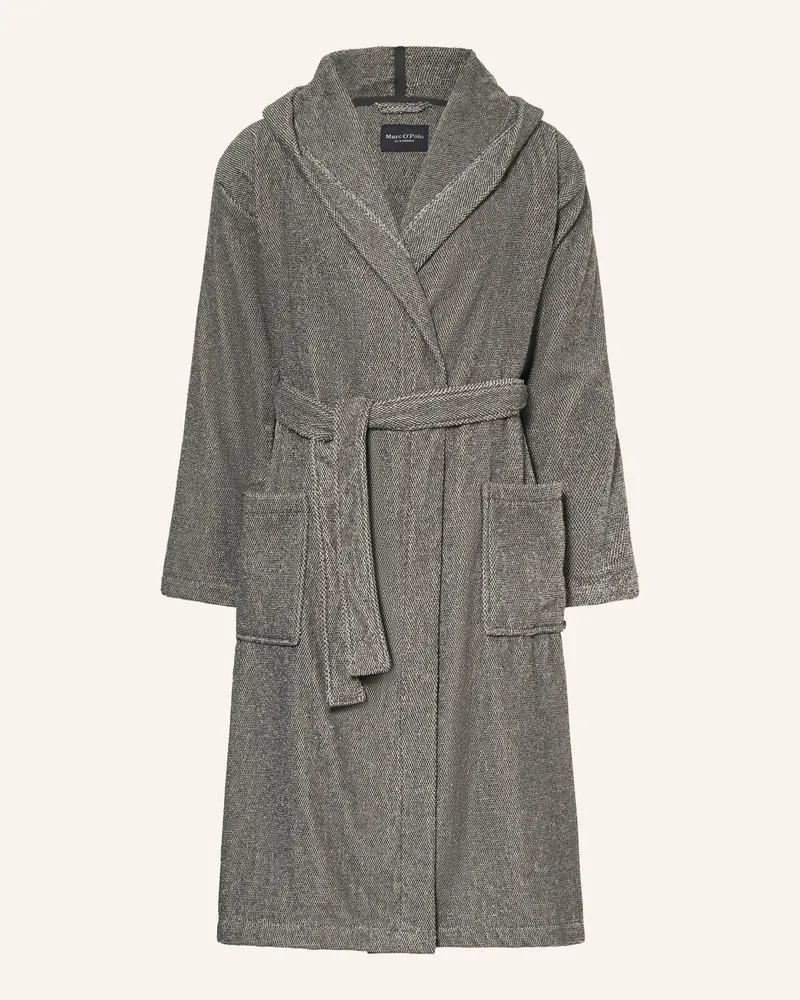 Marc O'Polo Herren-Bademantel mit Kapuze Dunkelgrau