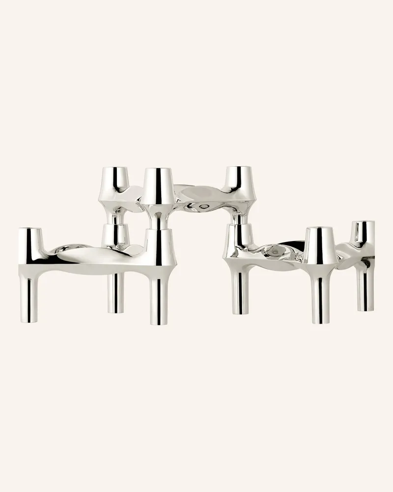 STOFF Nagel 3er-Set Kerzenhalter Silber