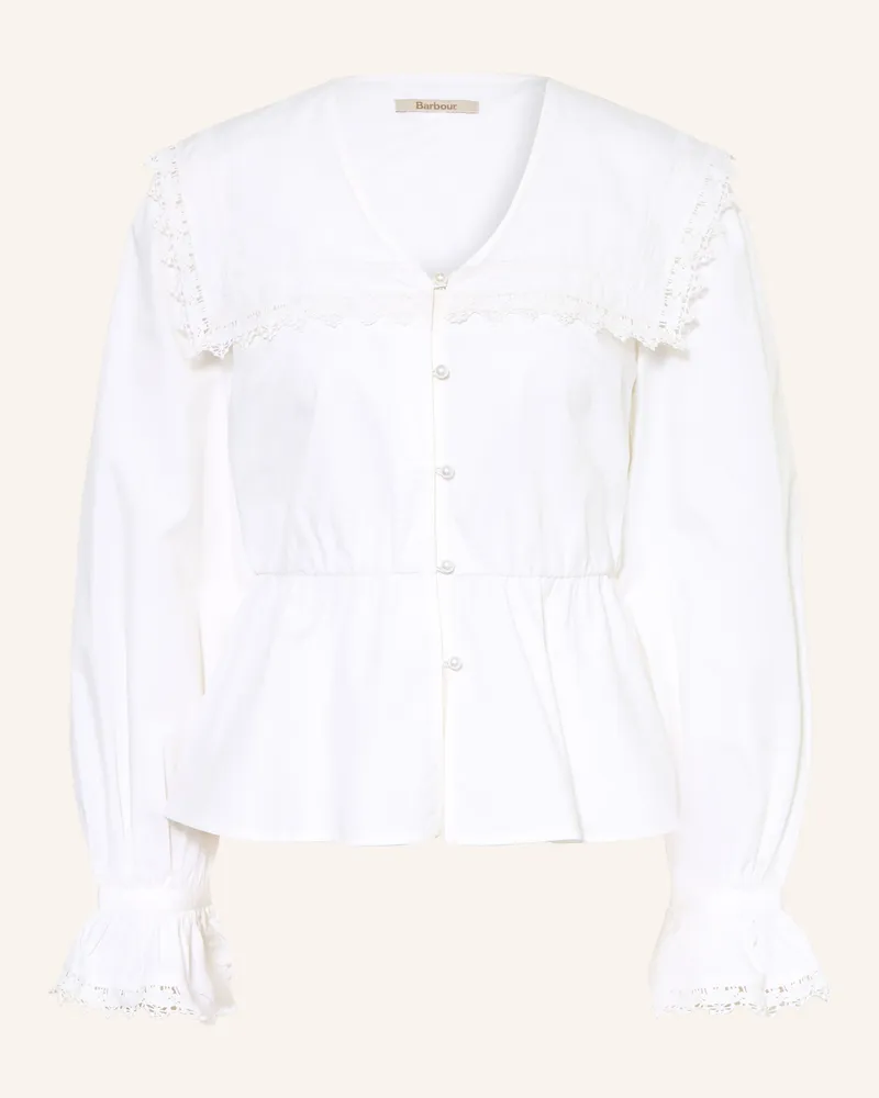 Barbour Bluse Mit Spitze Und Rüschen weiss Ecru