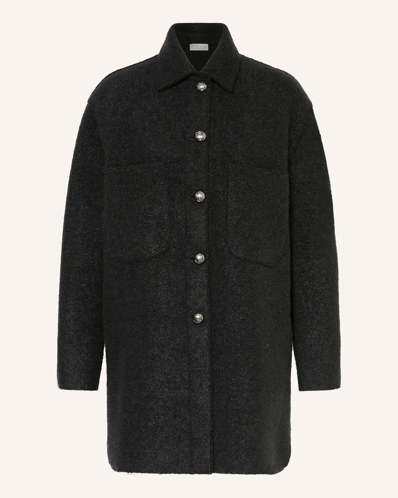 Lunaria Cashmere Bouclé-Jacke mit Seide und Cashmere Schwarz