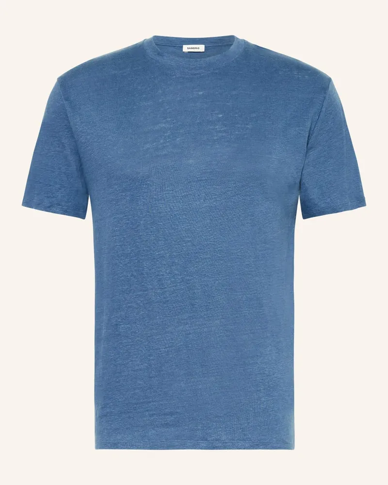 Sandro T-Shirt aus Leinen Blau