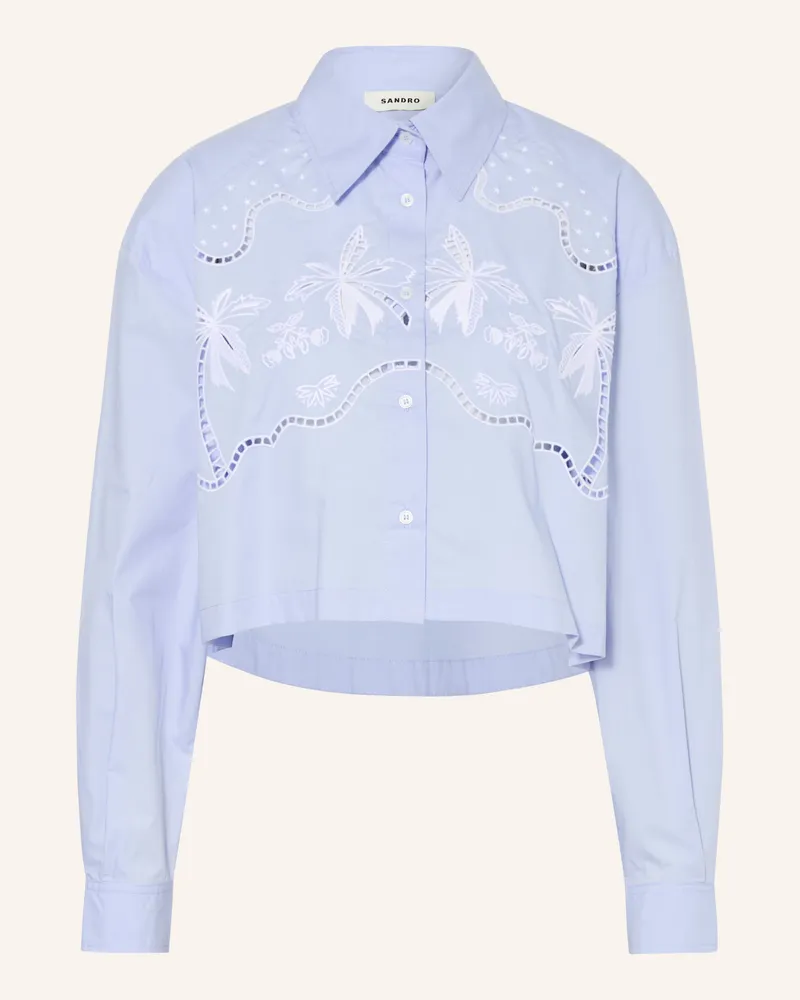 Sandro Hemdbluse Mit Lochspitze blau Hellblau