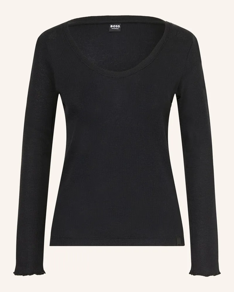 HUGO BOSS Schlafshirt Cosy Waffle schwarz Schwarz