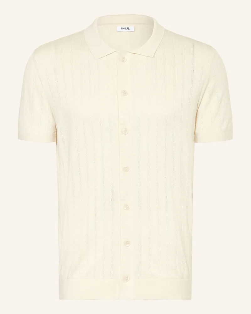 paul Strickhemd Slim Fit beige Ecru