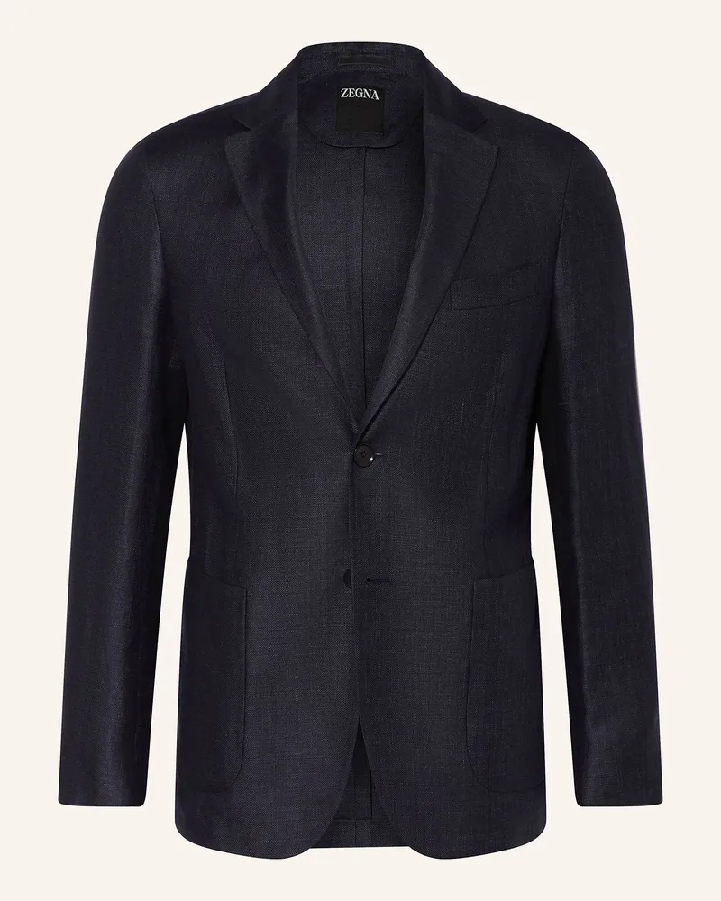 Ermenegildo Zegna Sakko Slim Fit Mit Leinen blau Dunkelblau