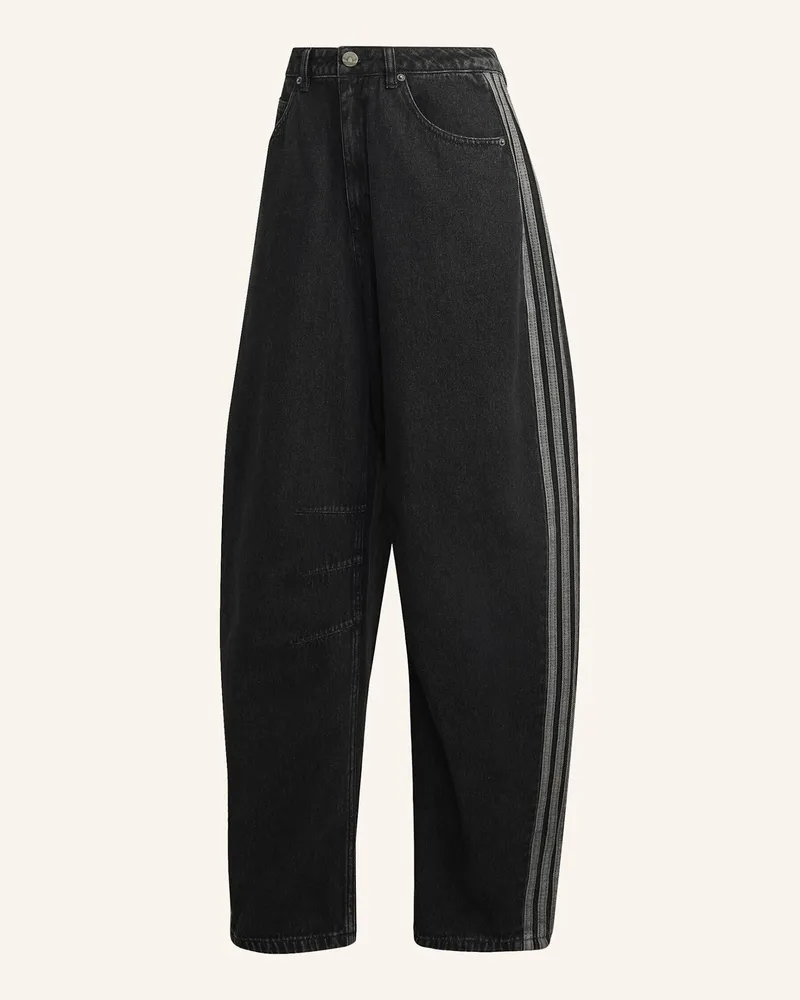 adidas Barrel-Jeans, Hoher Bund schwarz Schwarz