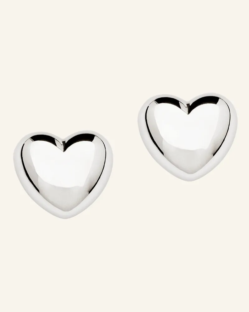 POMPIDOU Ohrstecker Puffy Heart Medi By Glambou silber Silber