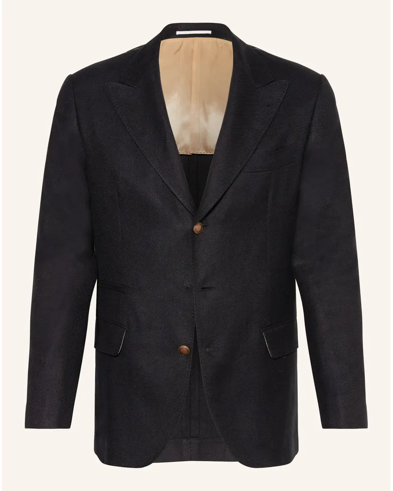 Brunello Cucinelli Leinensakko Extra Slim Fit Schwarz