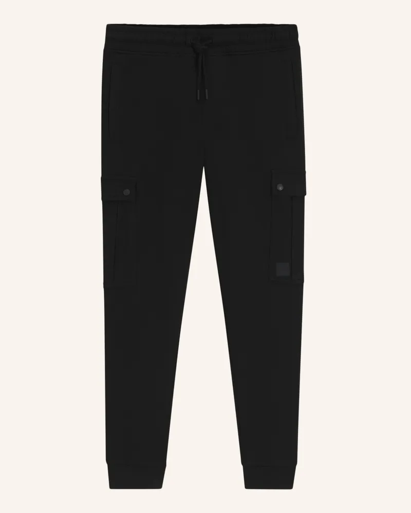 HUGO BOSS Casual Hose SETEAM Relaxed Fit Schwarz