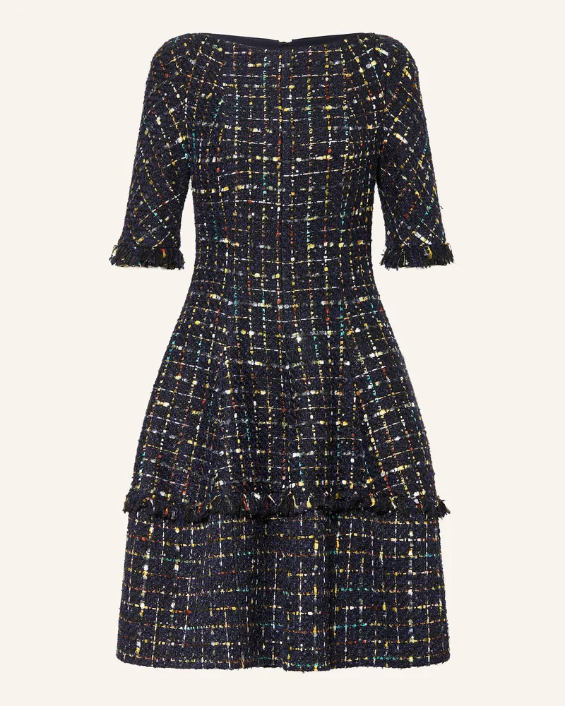 Talbot Runhof Cocktailkleid aus Tweed mit Pailletten Dunkelblau