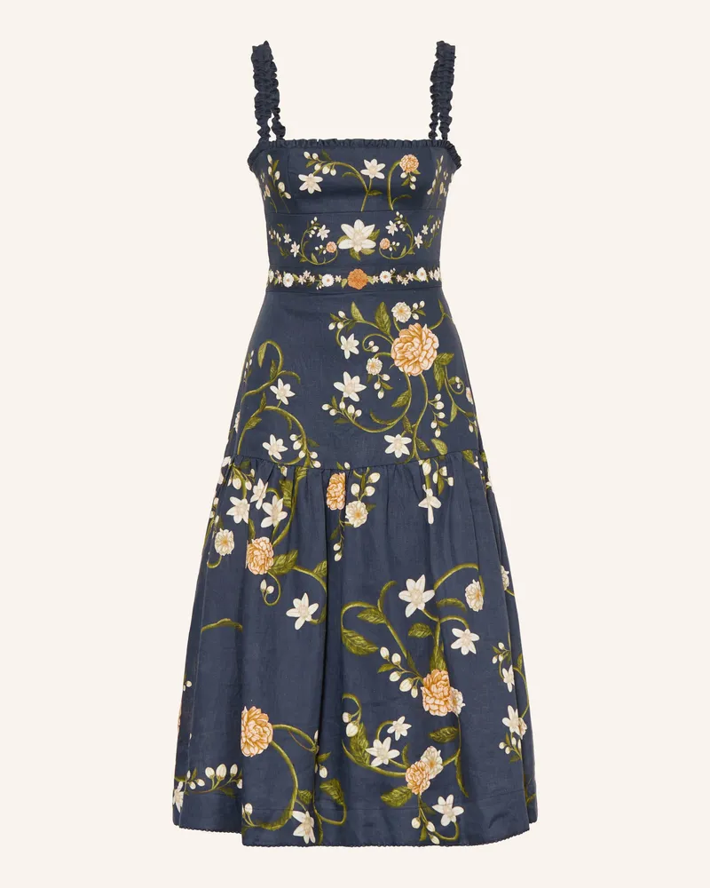 AGUA BENDITA Leinenkleid Nispero Valle Mit Rüschen blau Dunkelblau