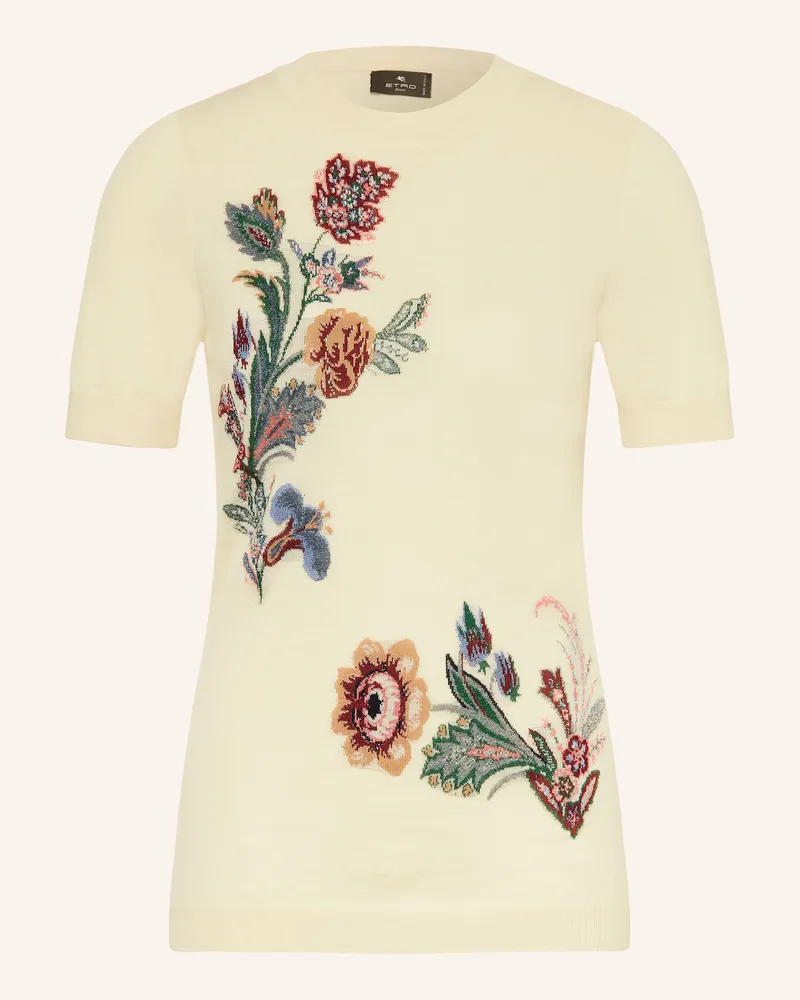 Etro Strickshirt mit Glitzergarn Hellgelb